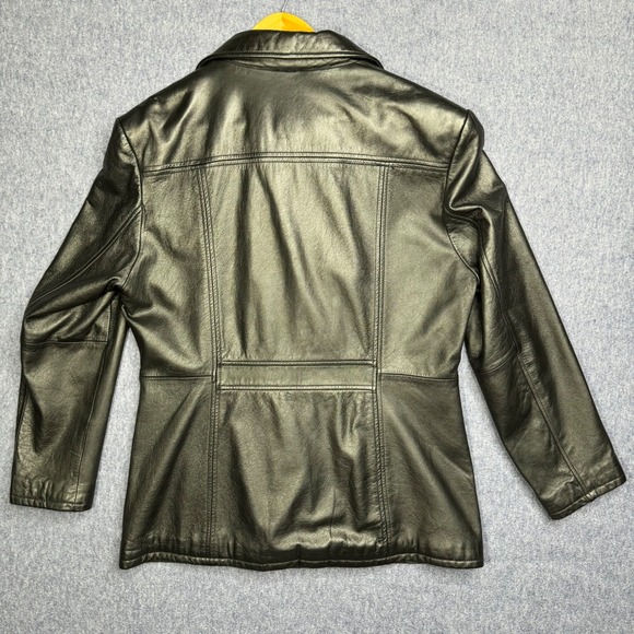 Wilsons Leather Experts Blazer Moto Jacket Women's L Black Button Front EUC - Picture 2 of 6